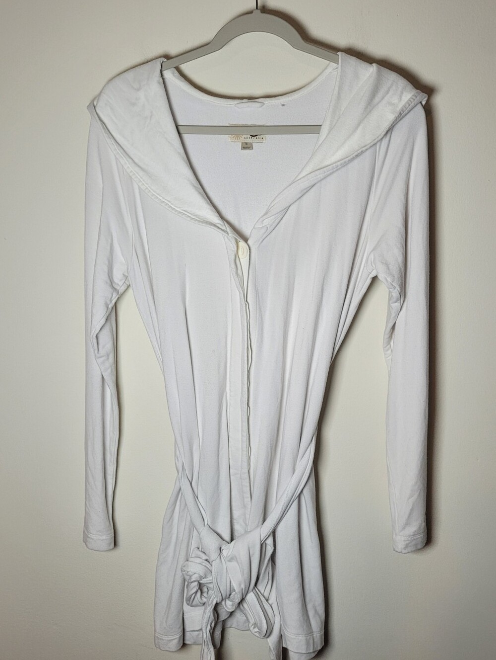 Ugg Austria Women White Hooded Button-Front Lightweight Cardigan Robe XL